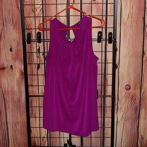 41 Hawthorn - Jaslinda Twist Neckline Moss Crepe Knit Top - Magenta - 1x